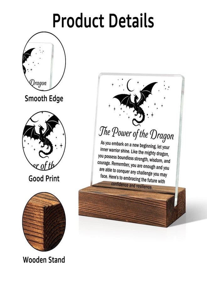 TOUNER The Power of The Dragon Acrylic Office Decor Sign, Encouragement Strength Gifts for Women, Retirement Promotion Gifts for Men Women Colleague Leader, Graduation Present for Daughter Son - Image 3